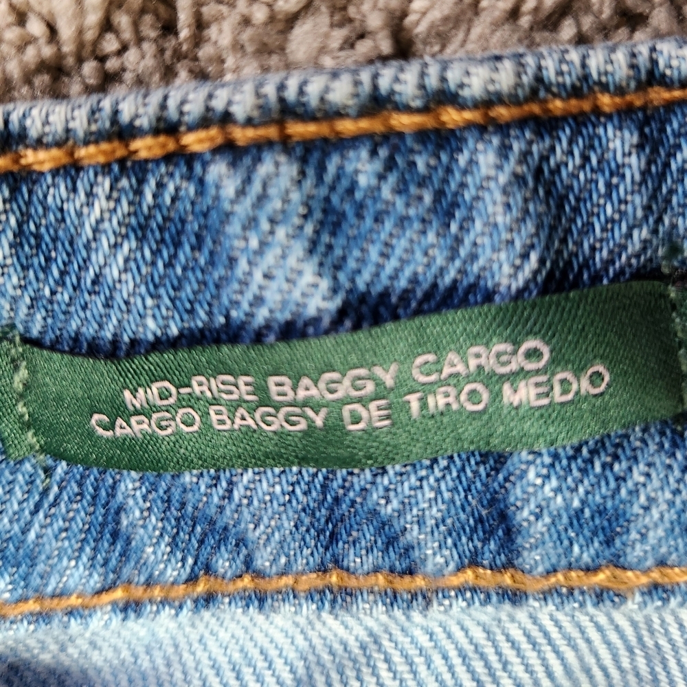 Wild Fable Women's Mid Rise Wide Leg Cargo Baggy Pants Medium Wash Size 2/31" - Picture 7 of 16